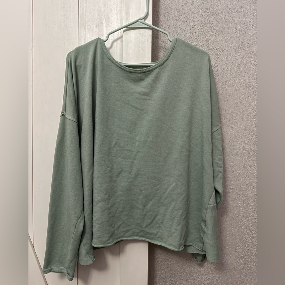 Women's Sage Green Long Sleeve Open-Back Sweater
